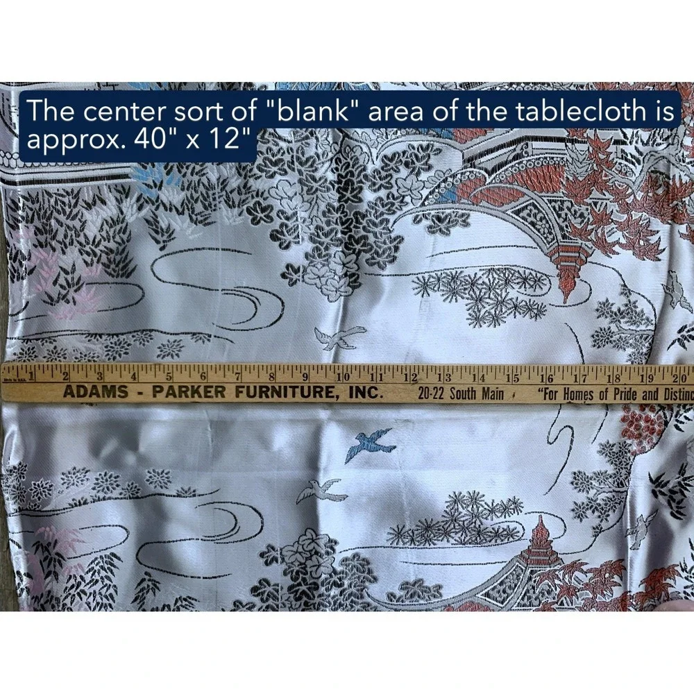 Vtg 1950's Chinese Silk Brocade Tablecloth Children at Play Dragon Parade 70x78